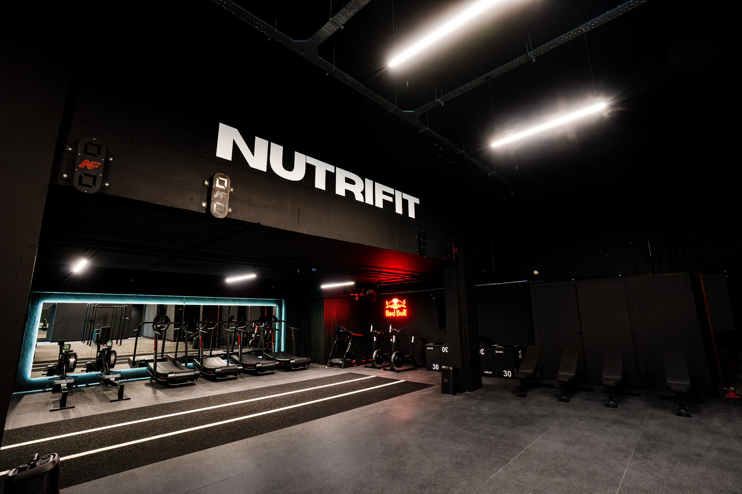 Nutrifit Gym with wallballs, sled turf, assault runners, ski and row erg